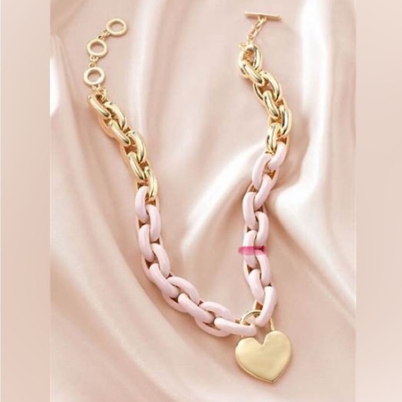Stella & Dot Jewelry - 🌷Stella & Dot Gold and Pink Heart Pendant Necklace